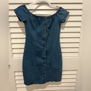 Denim off the shoulder mini dress with center buttons from Market (NWT) Size: XS